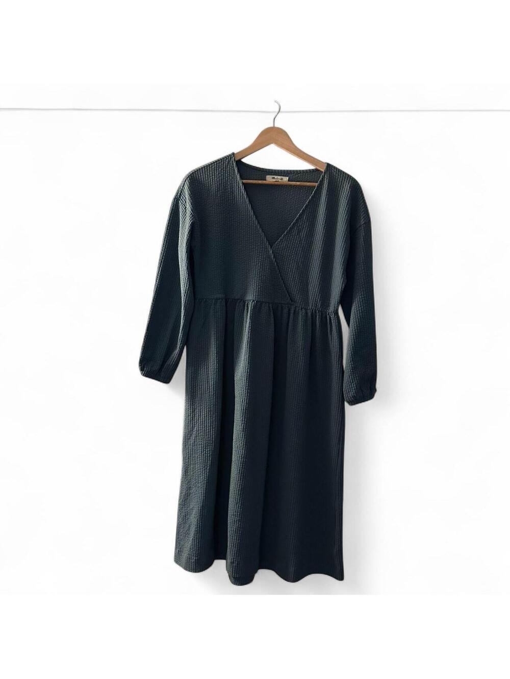 Madewell Teal Textured Oversized Wrap Midi Dress XXS